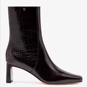 Larroude Alexis Bootie - Croc Embossed Dark Cocoa - New With Bags - Size 8.5